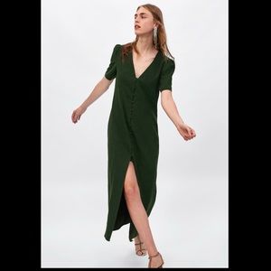 NWOT Zara Green Buttoned Long Dress